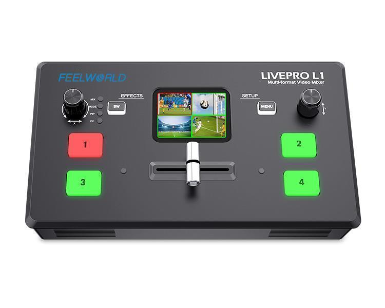 Audio Mixer 4 Channel - جهاز FEELWORLD LIVEPRO L1 V1 مزود