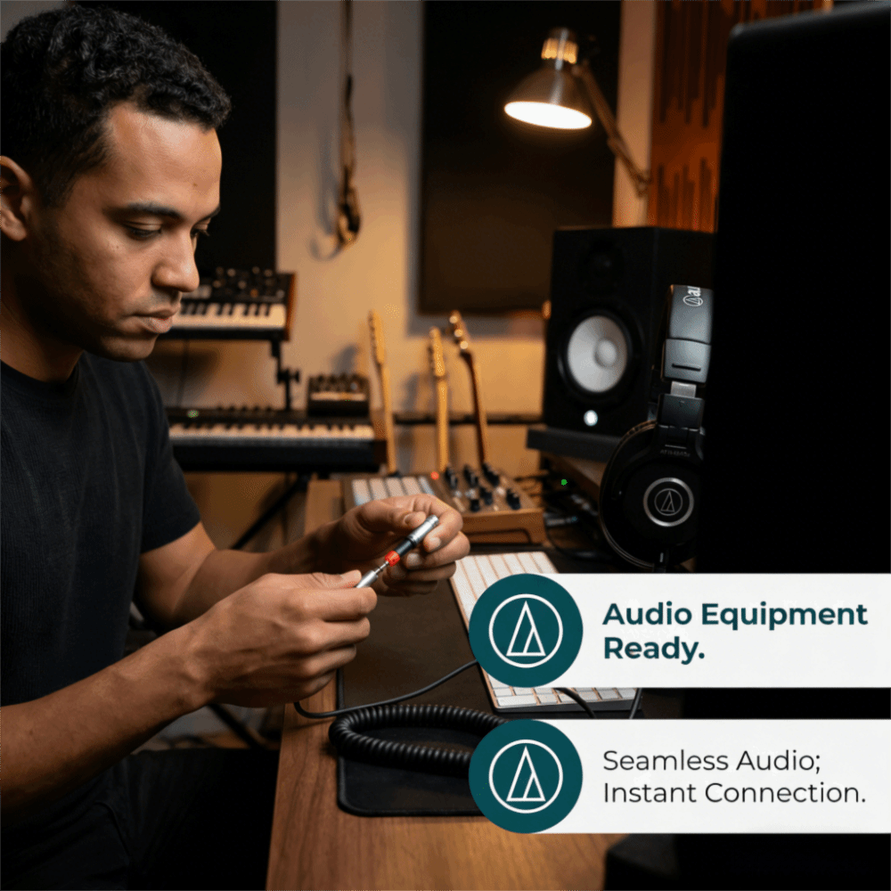 Audio Technica Headphone Ath-M50X - محول صوت من 2.5 ملم إلى