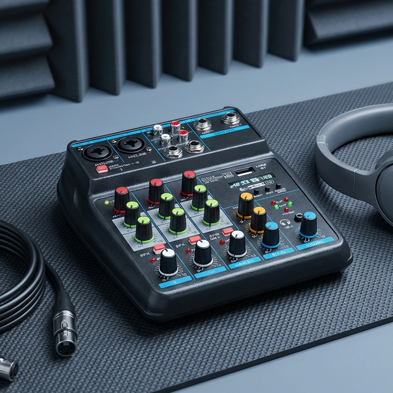 Audio Mixer 4 Channel - خلاط صوت USB صغير بـ 4
