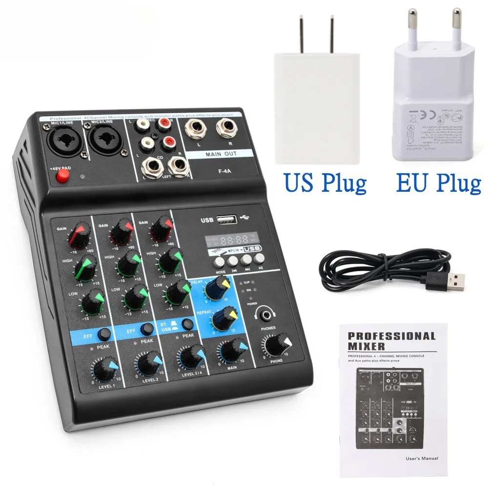 خلاط صوت احترافي بـ 4 قنوات، ك - مراجعة Audio Mixer 4 Channel وسعره