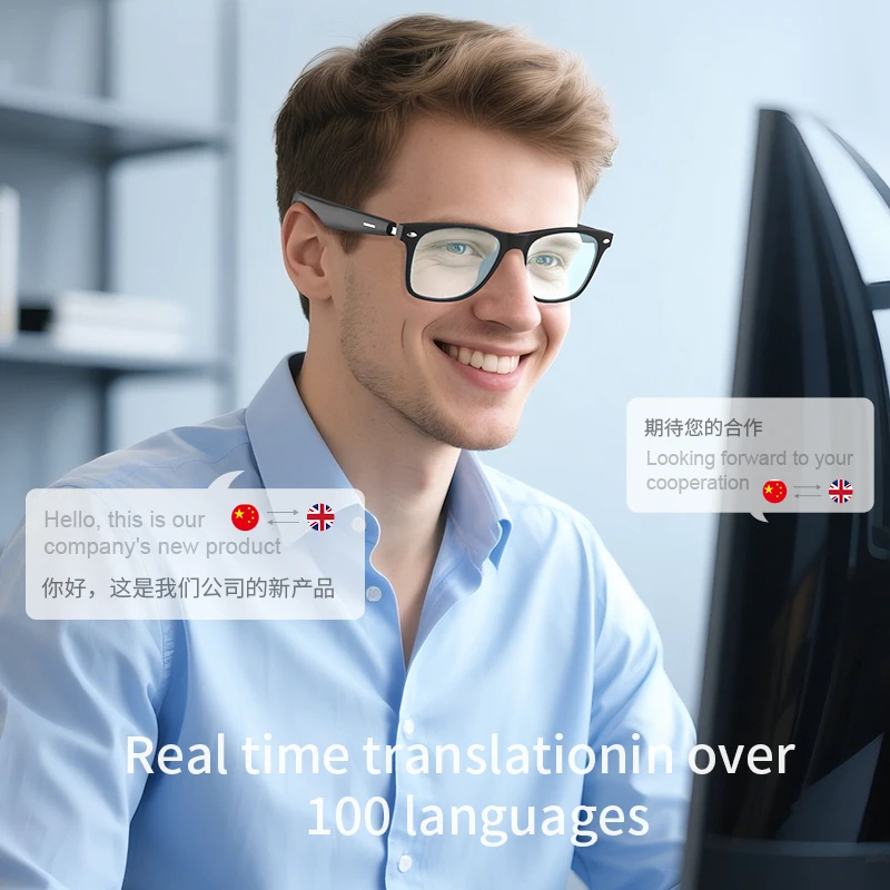 الأعمال AI نظارات مترجم سماعات - مراجعة Audio Music Arabic وسعره
