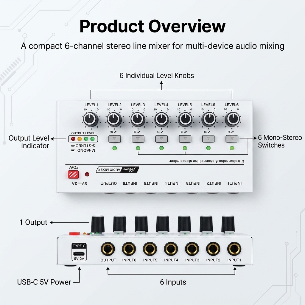 خلاط صوت محمول منخفض الضوضاء ل - مراجعة Audio Mixer 4 Channel وسعره