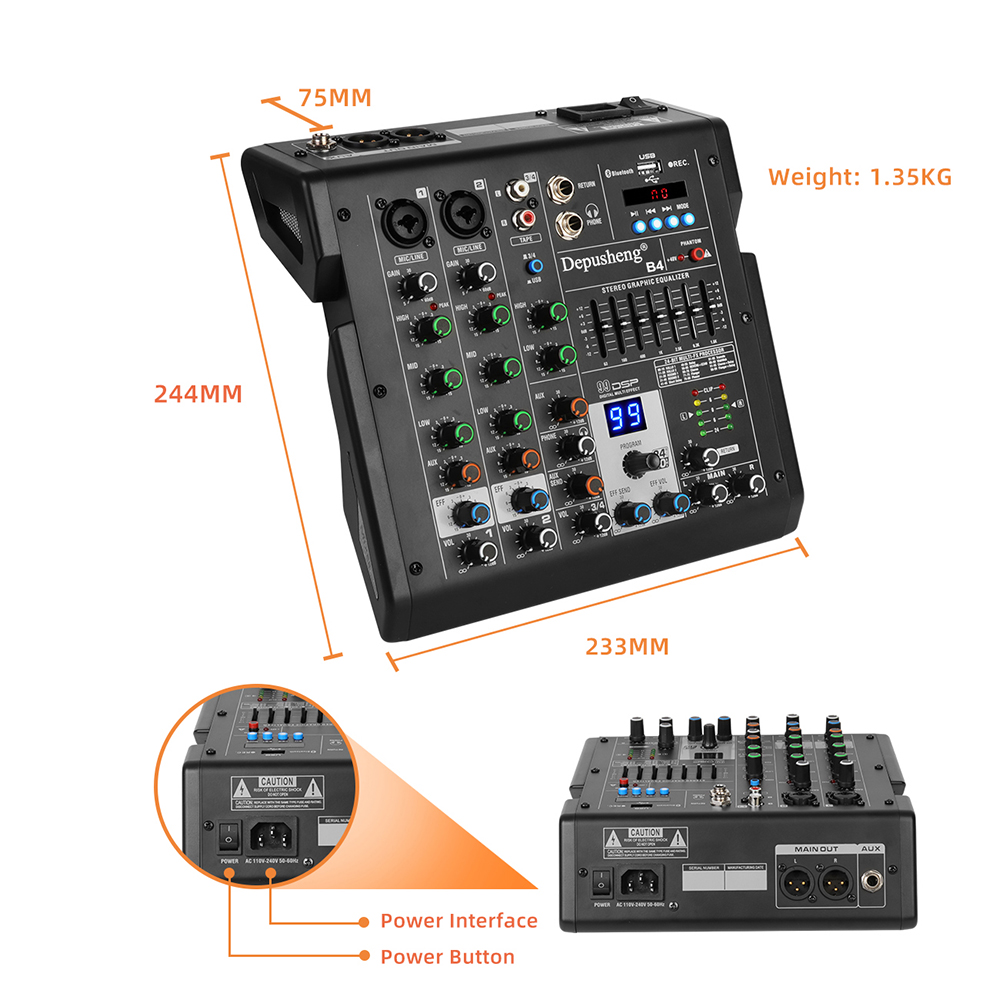 4 قناة جهاز مزج الصوت واجهة ال - مراجعة Audio Mixer 4 Channel وسعره