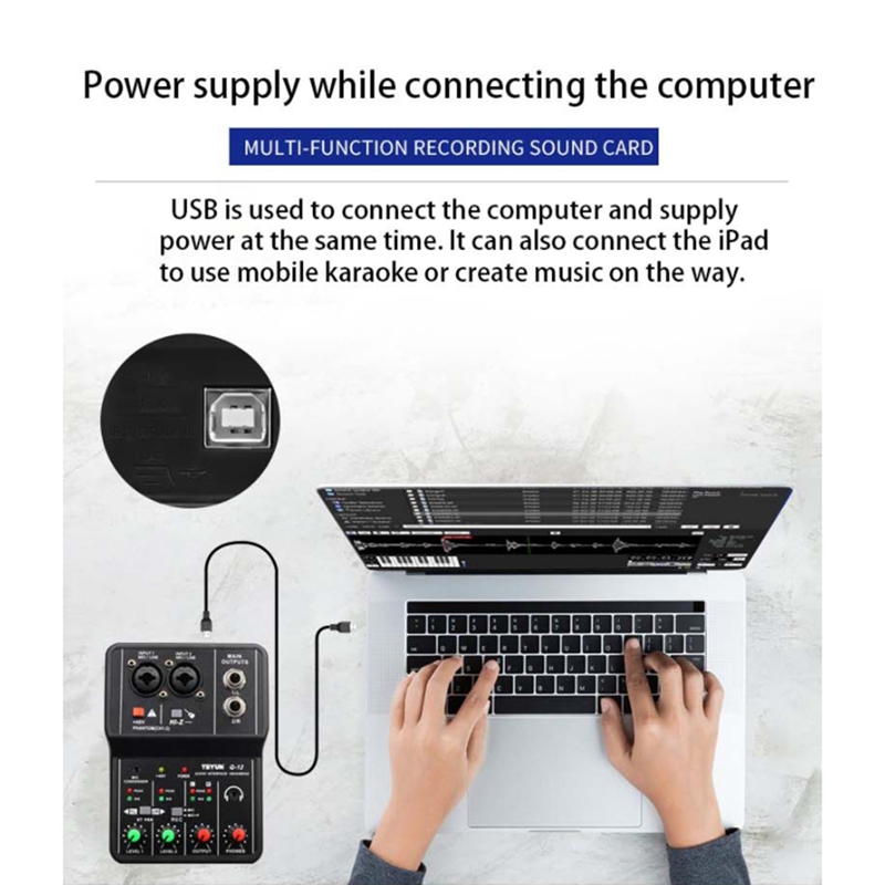 Q-12 بطاقة الصوت الصوت خلاط ال - مراجعة Audio Mixer 4 Channel وسعره