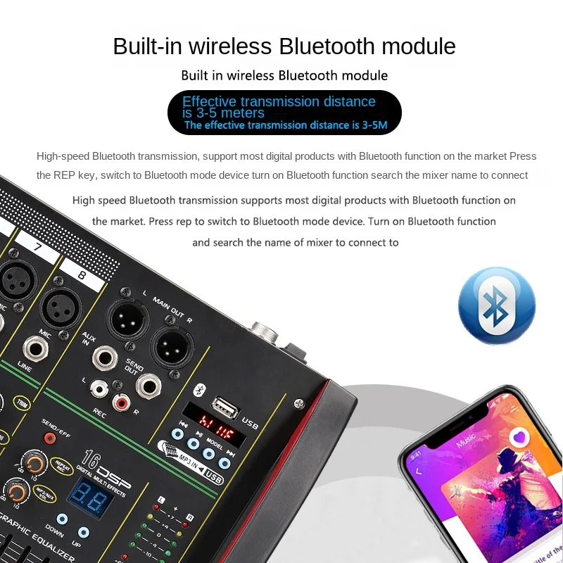 4 / 8-قناة خلاط DSP تأثير صدى  - مراجعة Audio Mixer 4 Channel وسعره